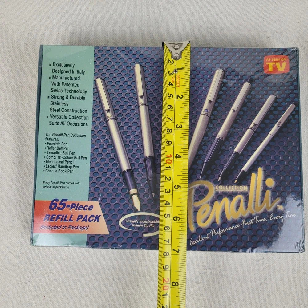 Penalli Pen Collection 7 Piece Set Stainless Steel with 65-Piece Refill Pack NEW